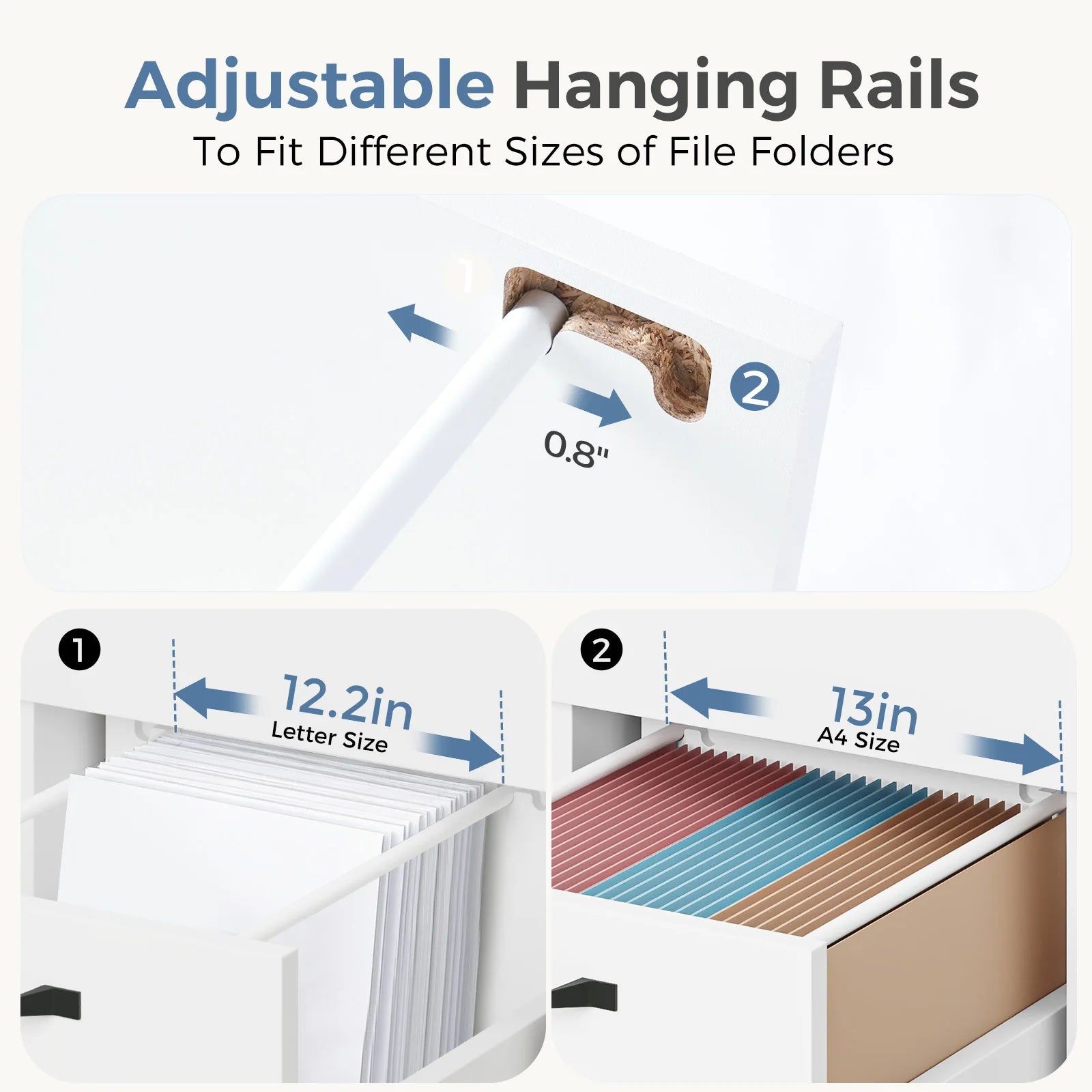 2-Drawer Rolling File Cabinet with Lockable Wheels for Home Office