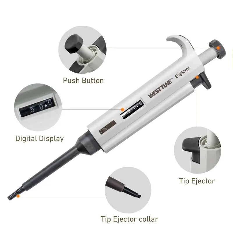 Laboratory Micro Pipette Gun, Single Channel, Adjustable Volume