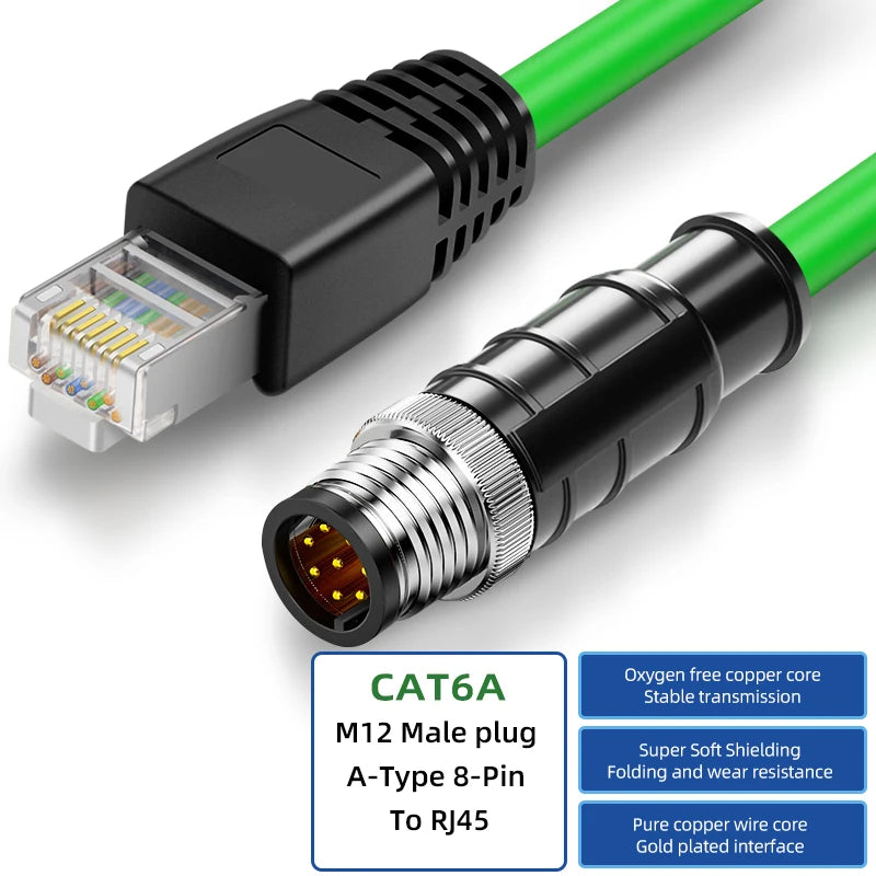 Cavo M12 a RJ45 IP67 Impermeabile, Alta Flessibilità, schermato STP M12 a RJ45 Cavo Ethernet Industriale per EtherCAT/Profinet/IIoT