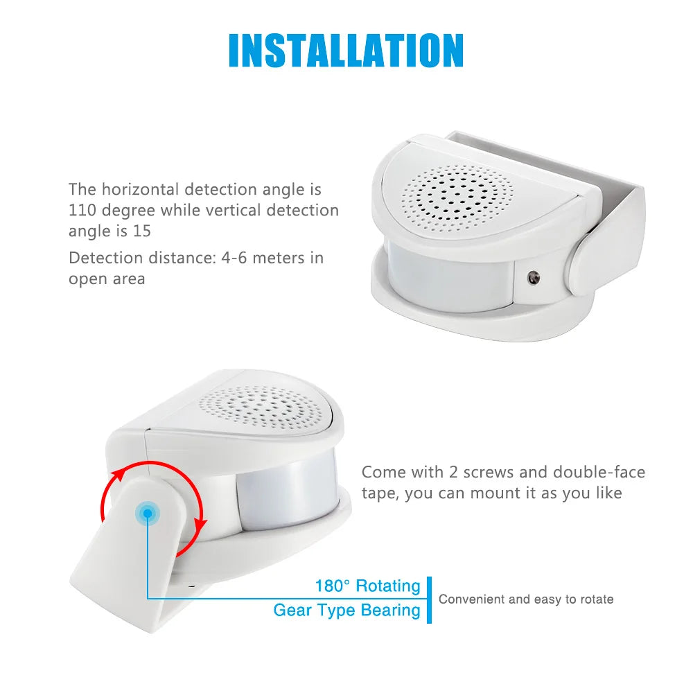 FUERS Wireless Guest Welcome Chime Alarm Door Bell PIR Motion Sensor For Shop Entry Company Security Protection Smart Doorbell