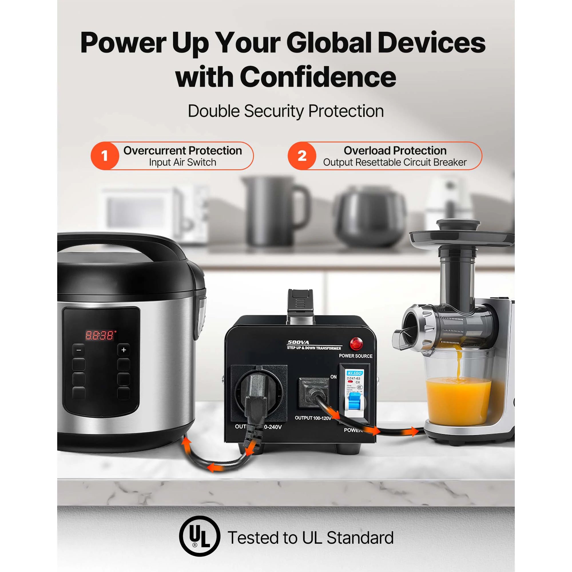 Transformador convertidor de voltaje Step Up & Down 500–6000VA US/EU