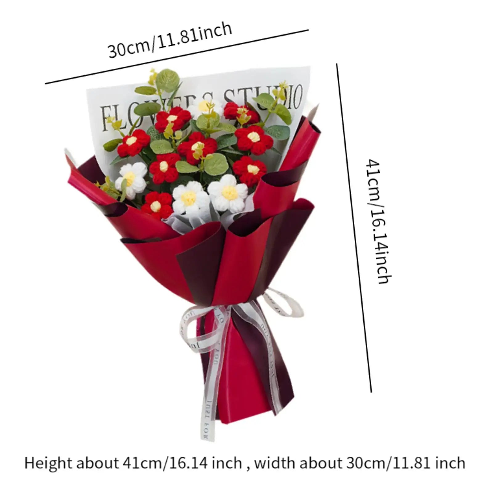 Handmade Crochet Flower Bouquet Knitted Floral Decoration