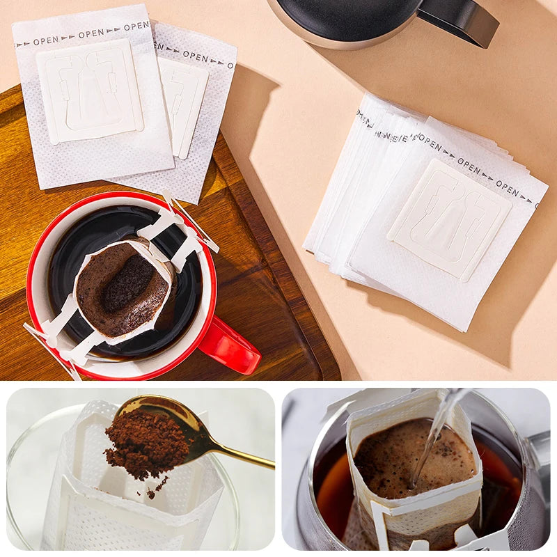 50/100 pcs Coffee Filter Bags Disposable Drip Coffee Paper Pack Portable Hanging Ear Espresso Coffee Accessories Tea Tool