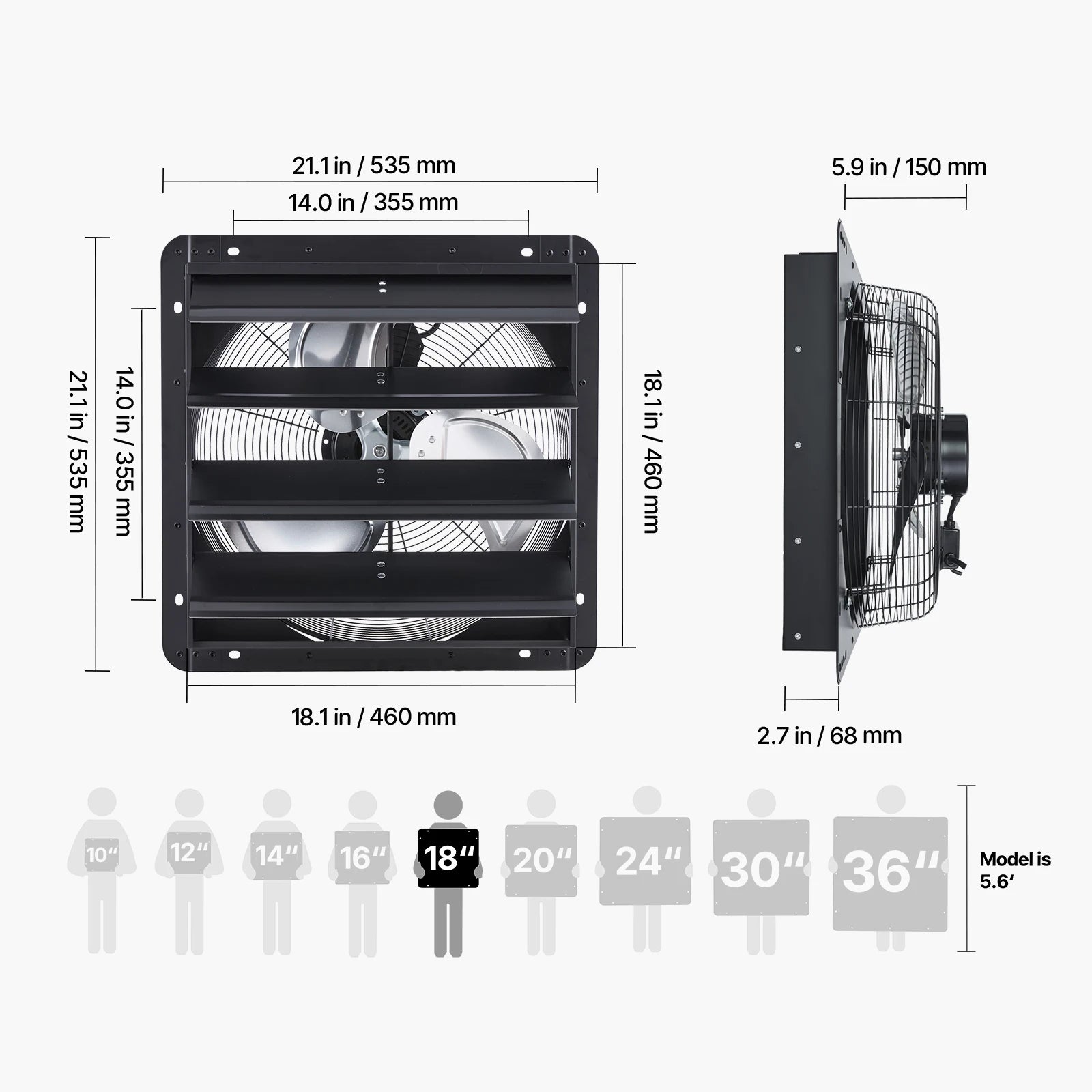 Wall Mounted Shutter Exhaust Fan with Speed Control for Attic