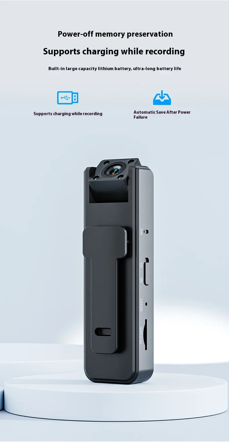 Outdoor Back-Clip Night Vision Recorder 1080p with Rotatable Lens