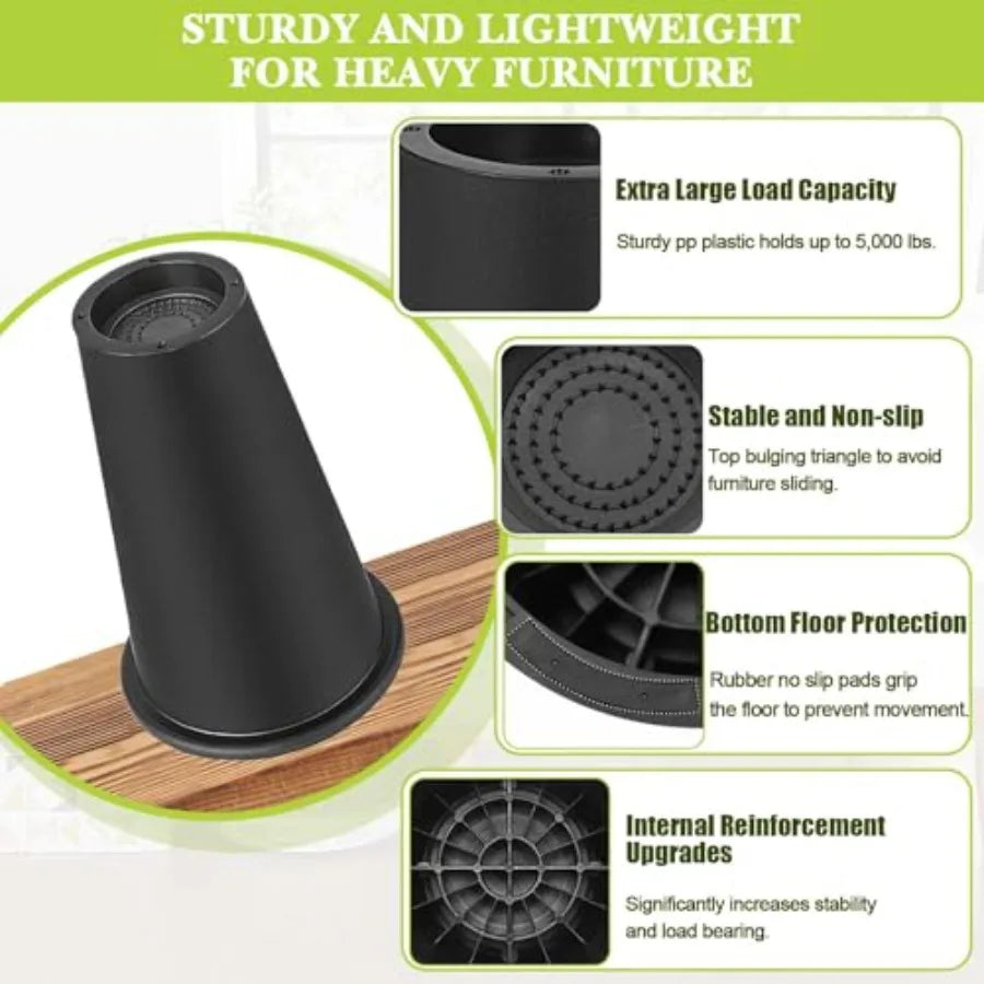 Furniture Risers for Bed, Desk & Sofa – Space Lifting Leg Support Set