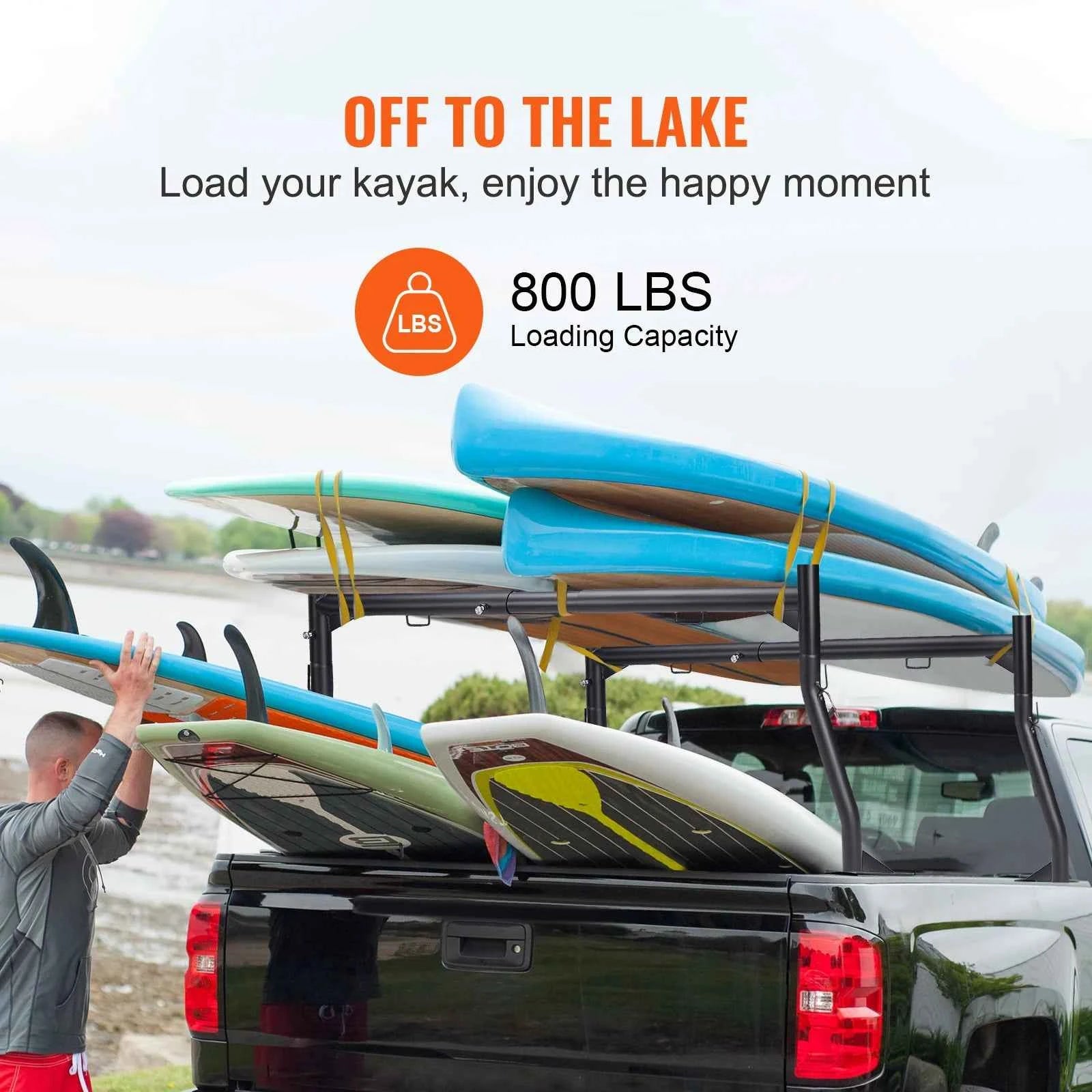 Adjustable Truck Ladder Rack 46-71 in 800 lbs Capacity Steel