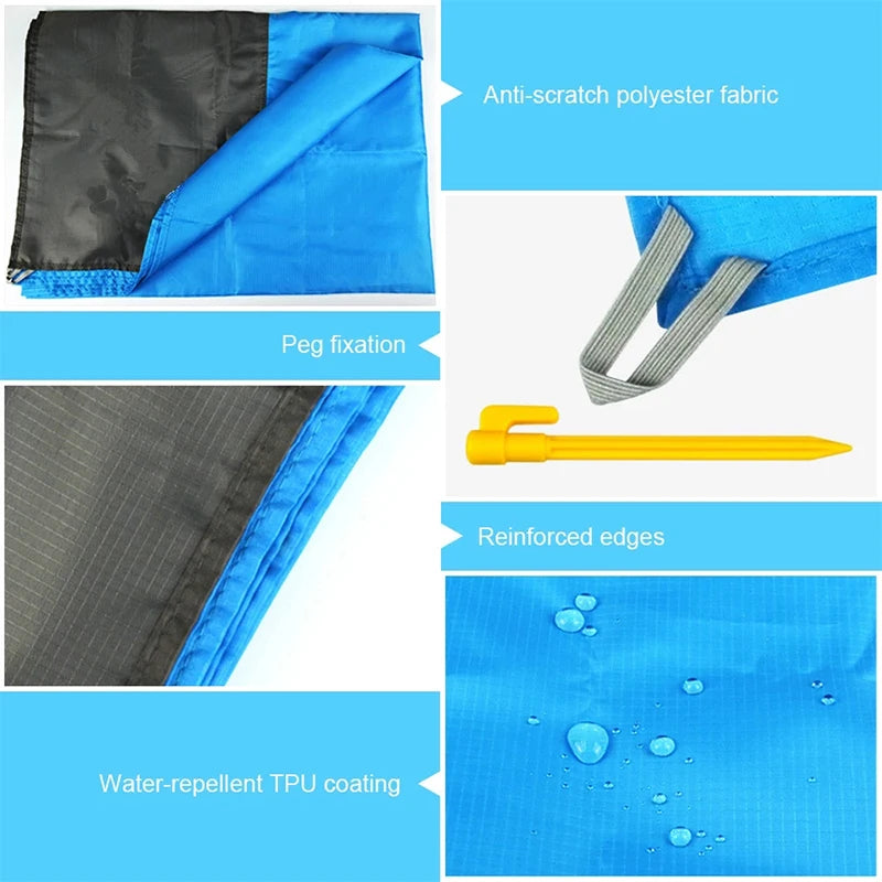 Manta impermeable para picnic de bolsillo de 200x210 cm, manta para playa sin arena, para camping, picnic al aire libre, cubierta plegable para tienda, ropa de cama