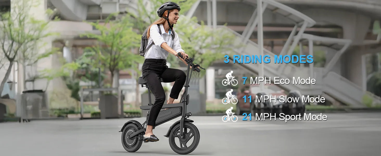 14" Foldable Electric Bike 350W Motor 48V Battery 22MPH Range
