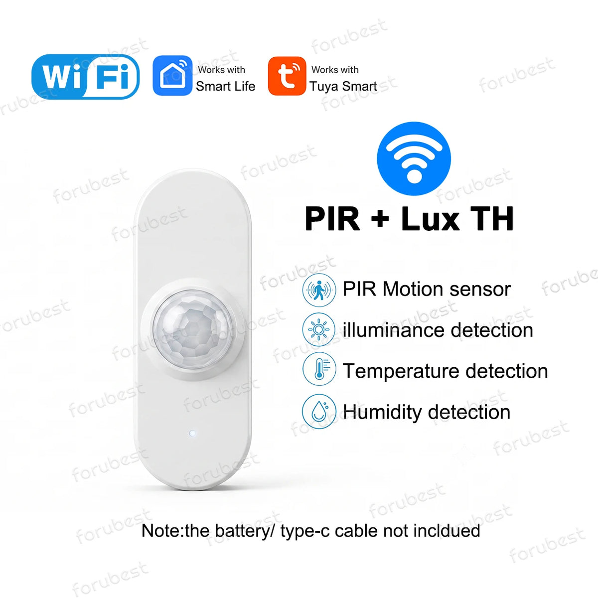Tuya WiFi Smart PIR Motion Sensor With Brightness Temperature Humidity Detector USB/Battery Powered Human Body Infrared Sensor