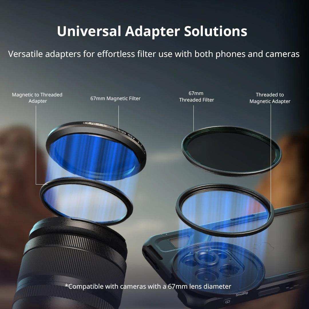 SmallRig 5-in-1 Attachable Filter Kit VND 2-32 & CPL & 1/4 Effect Black Mist (67mm) with VND, CPL, and Black Mist Filters 4726