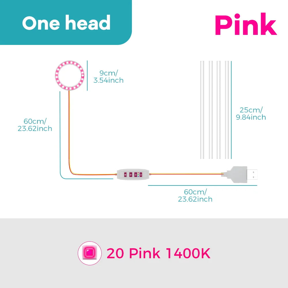 USB Plant Grow Light, One to Four Heads