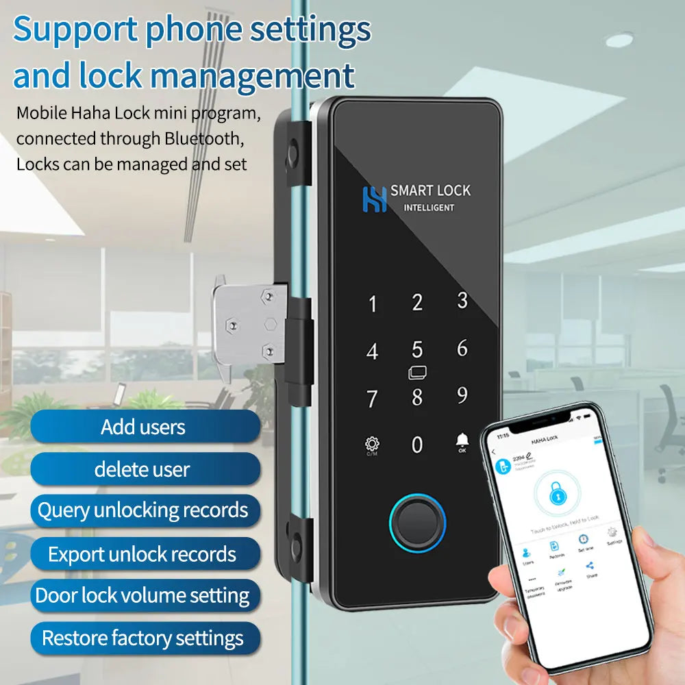 Bluetooth-tasted Lock til glas- eller rammede døre