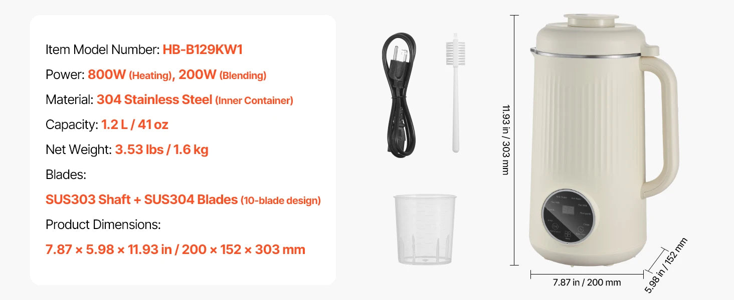 8-in-1 Nut Milk Maker with Self-Cleaning & 12-Hour Timer