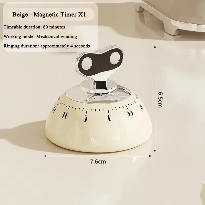 Magnetisk mekanisk matlagningstimer, nedräkning på 60 minuter, kräver inga batterier, högljudd och tydlig signal, timer för bakning, studier och barns läxläsning