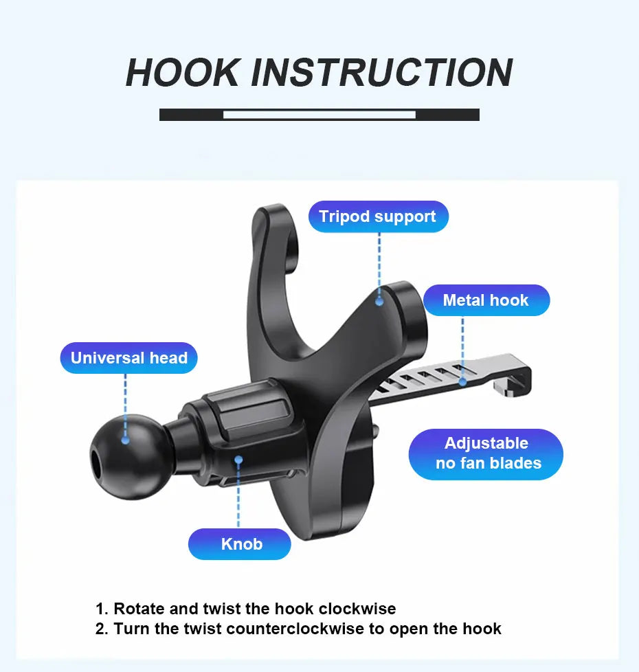 SEAMETAL Upgraded Car Air Vent Phone Holder Anti Shake Buffer Auto Phone Mount Free Adjustment Cellphone Navigation Support