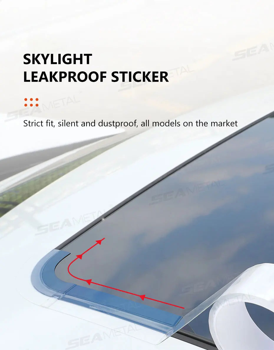 SEAMETAL Car Sunroof Sealing Sticker Transparent Panoramic Sunroof Seal Strip Waterproof Leakproof Roof Edge Gap Filler Strip