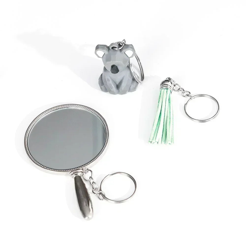 Silver Plated Metal Blank Keyring Keychain Split Ring Keyfob Key Holder Rings Women Men DIY Key Chains Key Ring Accessories
