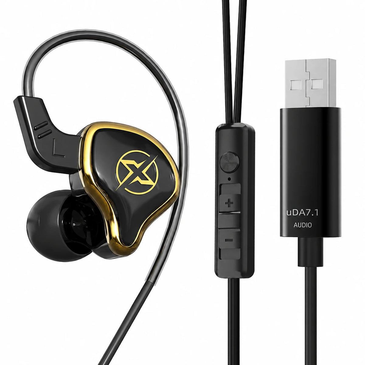 USB-gamingoordopjes met microfoon en kabel van 2.5 m
