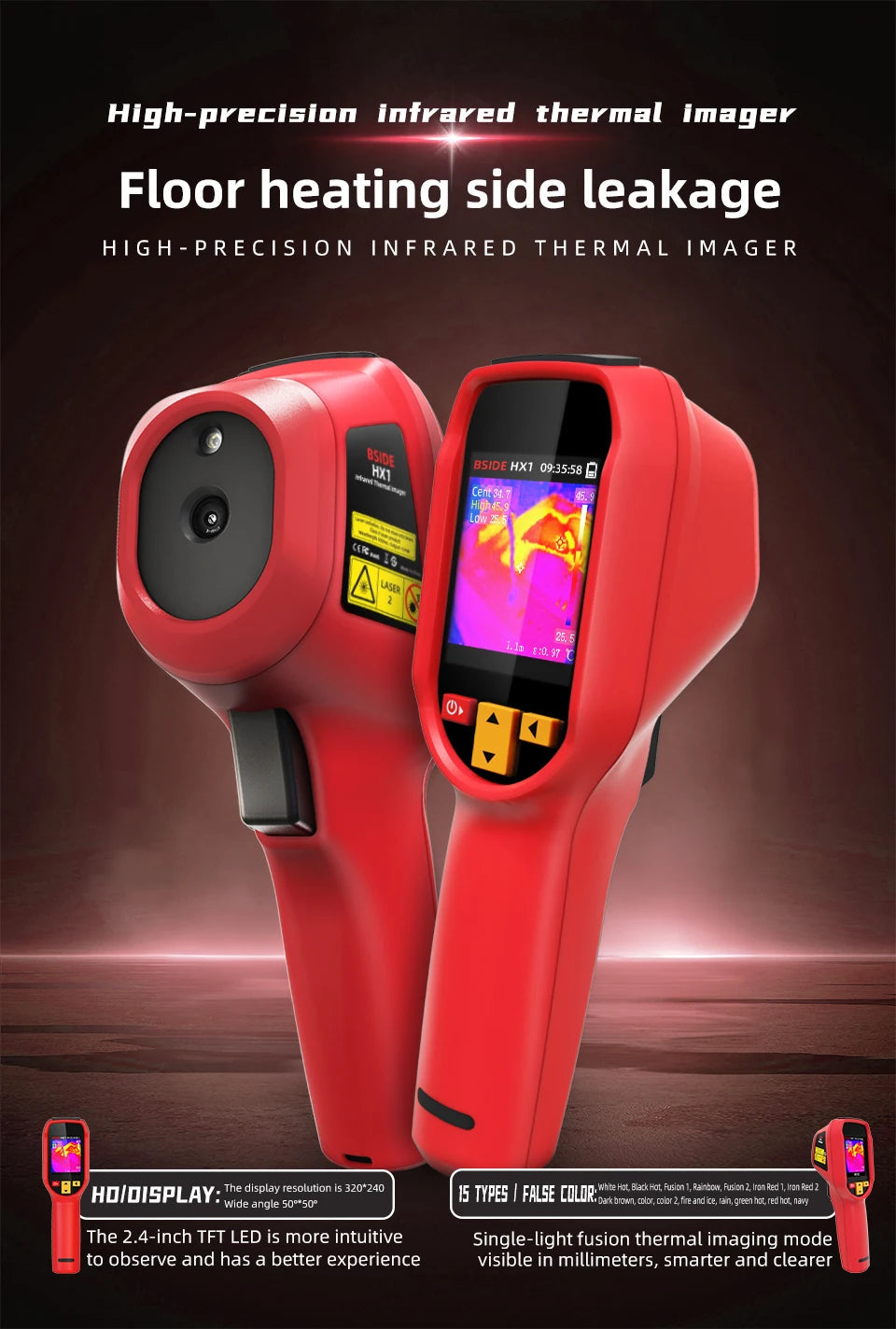 BSIDE Handheld Thermal Imaging Camera 240X240 Temperature Meter For Repair PCB Automobile Pipeline Detection Power inspection