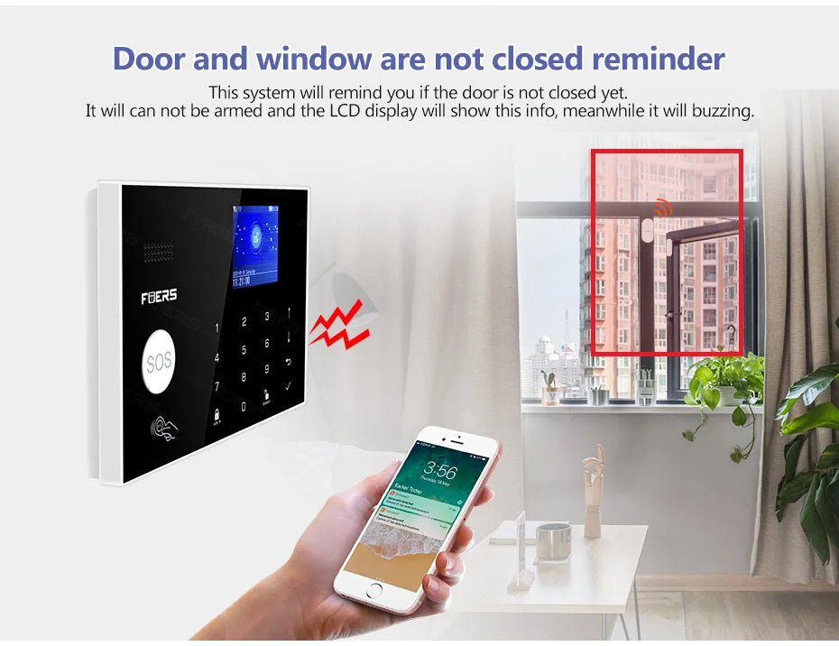 FUERS Sistema de Alarmas para Hogar con WiFi GSM Sistema de Seguridad Inalámbrico con Sirena Alarma Alert con Detector de Puerta Control Tuya APP