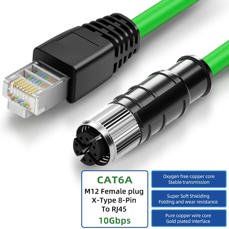 Cavo M12 a RJ45 IP67 Impermeabile, Alta Flessibilità, schermato STP M12 a RJ45 Cavo Ethernet Industriale per EtherCAT/Profinet/IIoT
