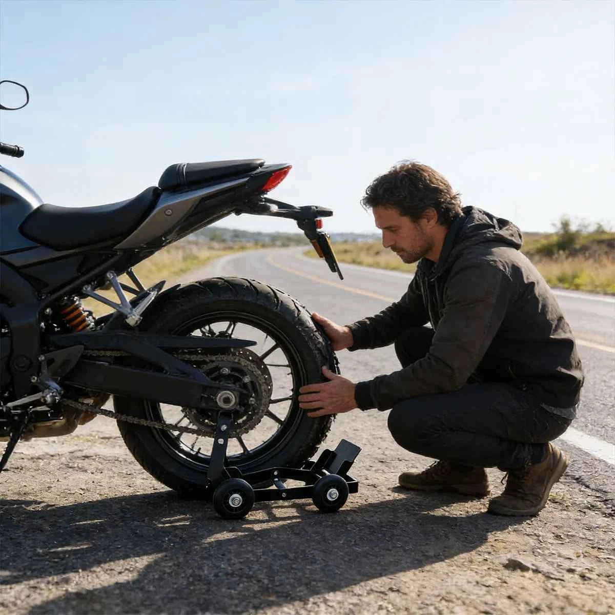 Motorcycle Wheel Moving Roller Cradle