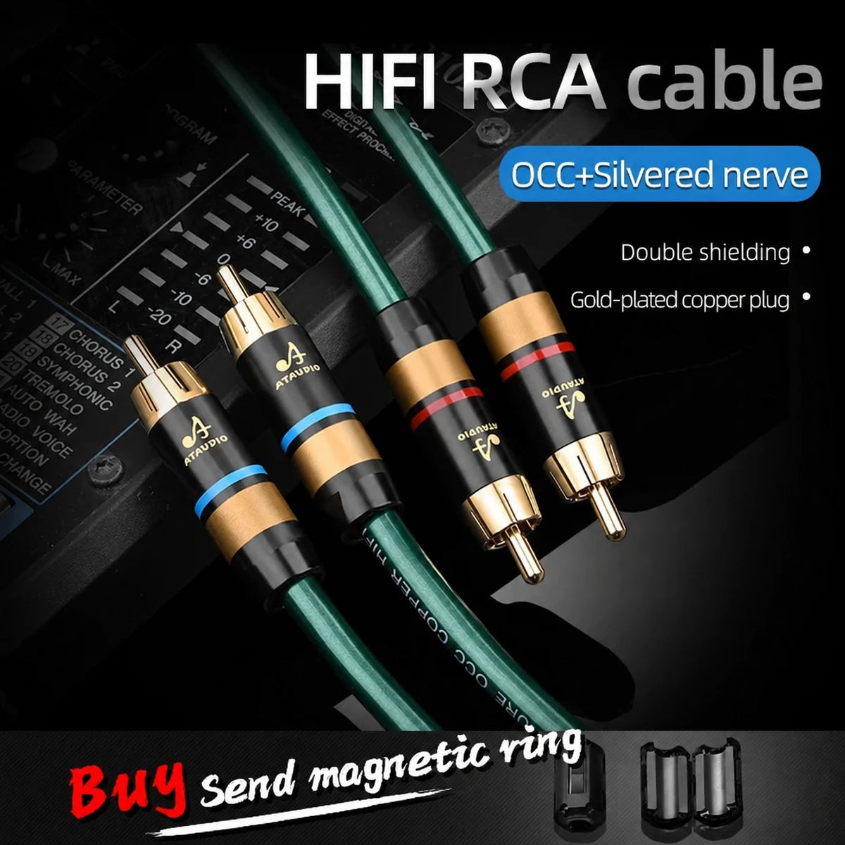 Cabo de áudio estéreo RCA X10, 2 RCA para 2 RCA