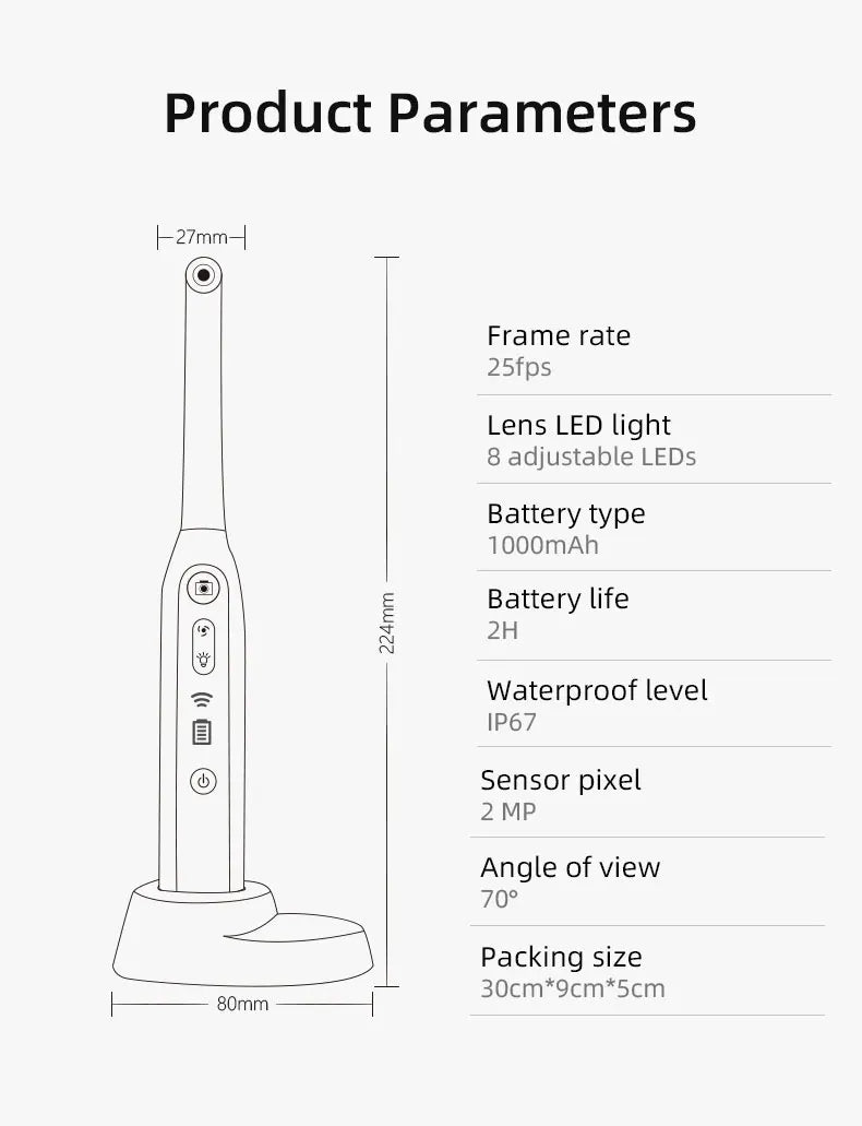 Wi-Fi Oral Inspection Camera with Charging Base