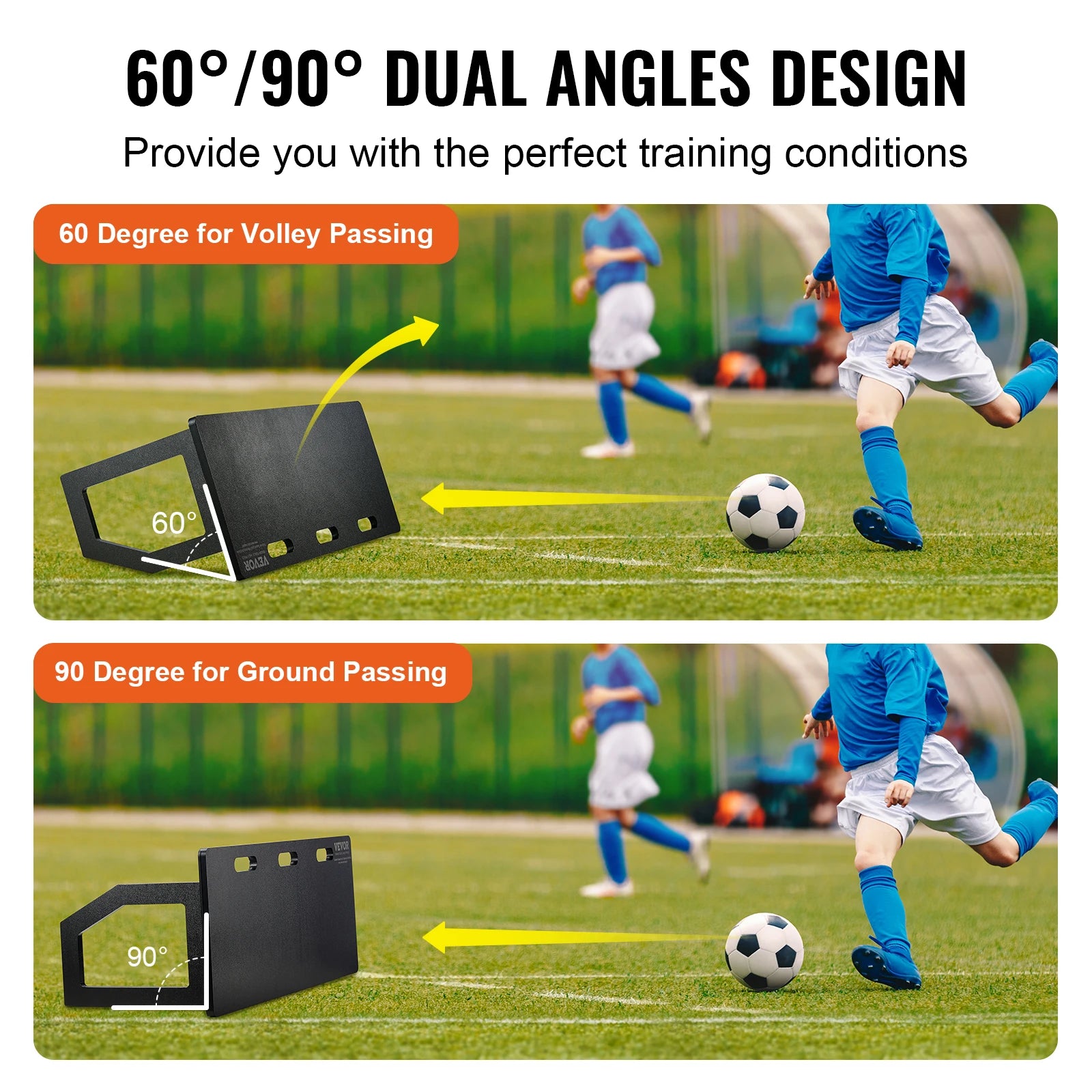 SucceBuy 40"×16" Reboundovací deska na fotbal s 2 úhly odrazu, skládací HDPE — odrazová deska pro přihrávky a střelbu