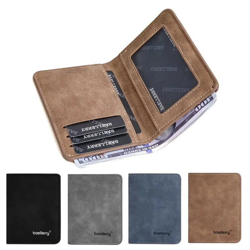 Thin Sanded Leather Multi-Card Driver's License Card Holder Simple Casual New Business Multi-Function Bifold Men's Short Wallet