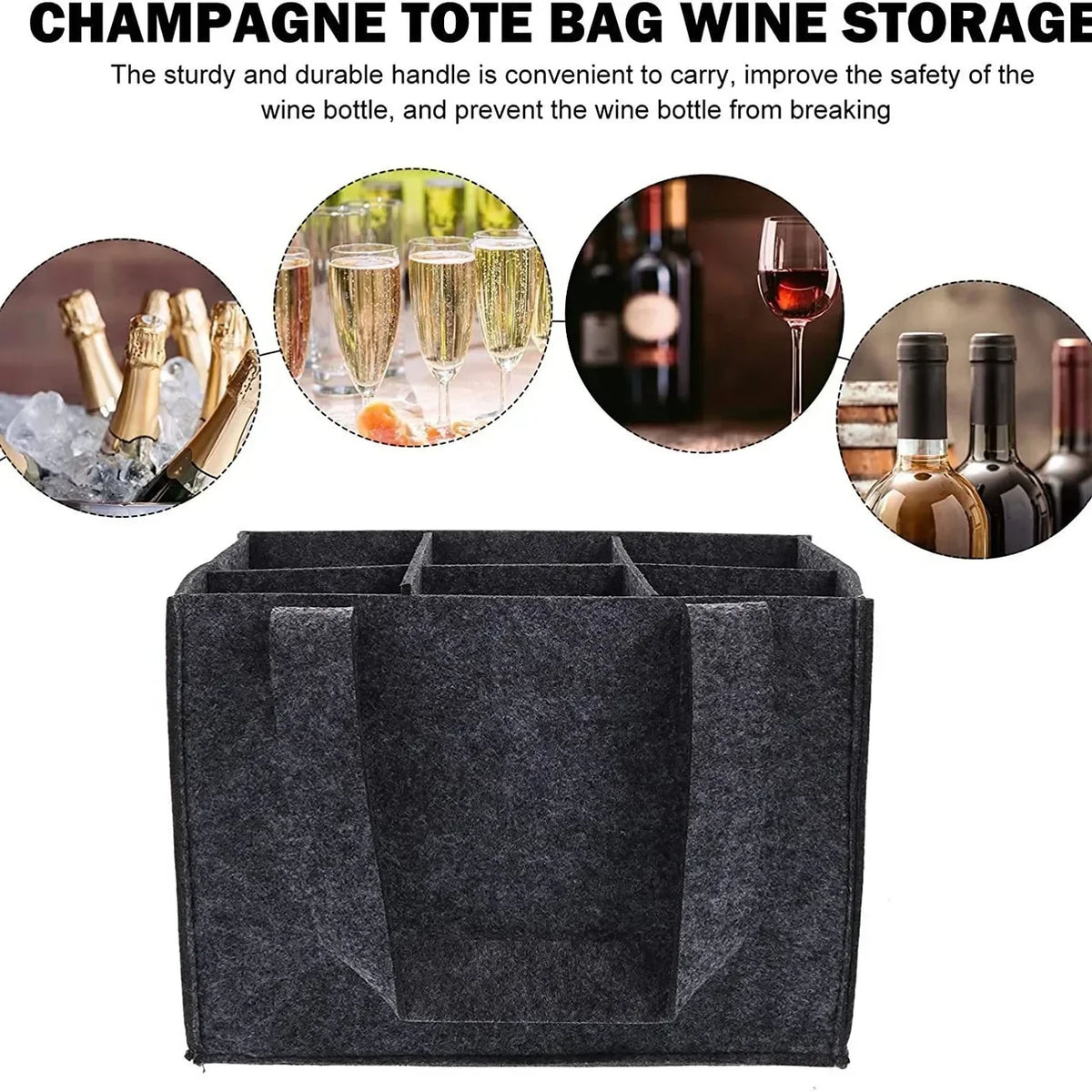 Felt Bottle Carrier with Six Compartments