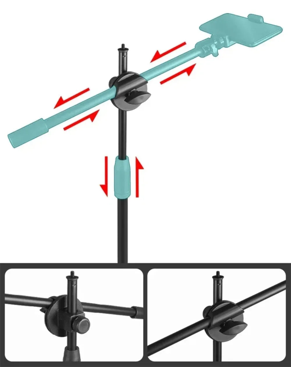 Horizontal Tripod for Smartphone Table Overhead Tripe Stand with Articulated Arm for Mobile Cellphone Filming Photography