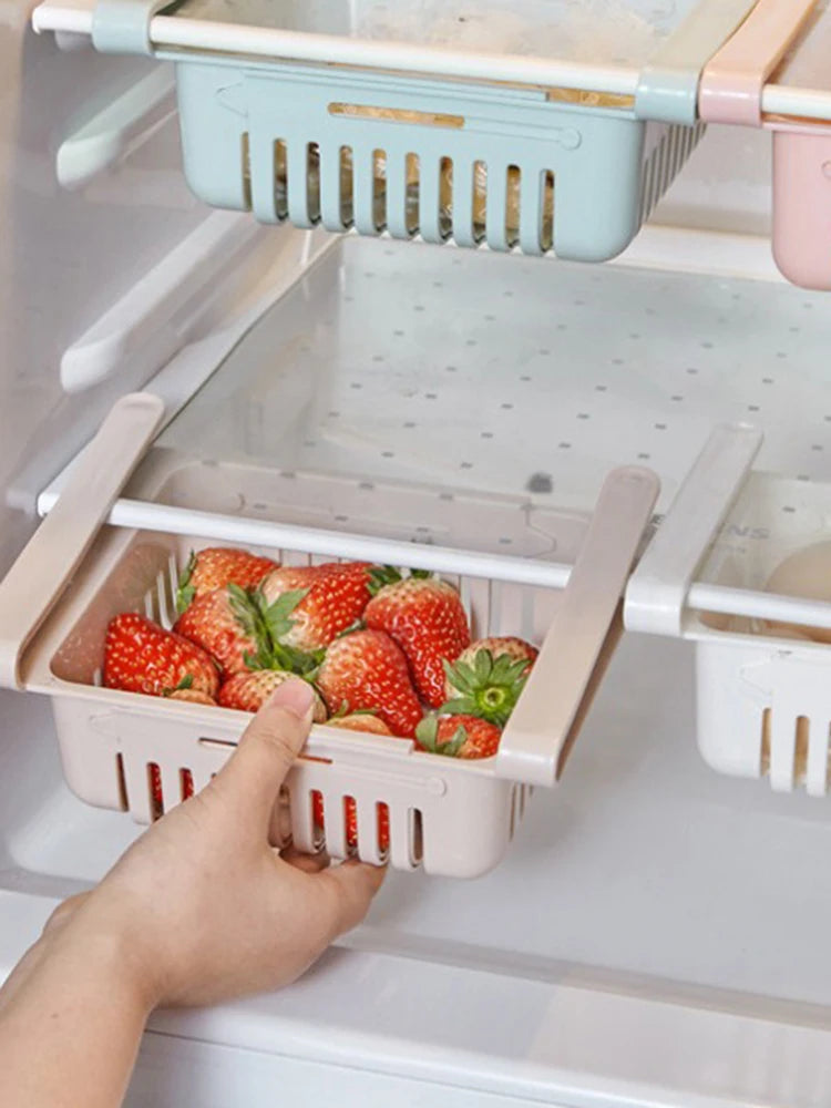 Multi Functional Refrigerator Storage Basket, Retractable Refrigerator Partition Storage Rack, Kitchen Drain