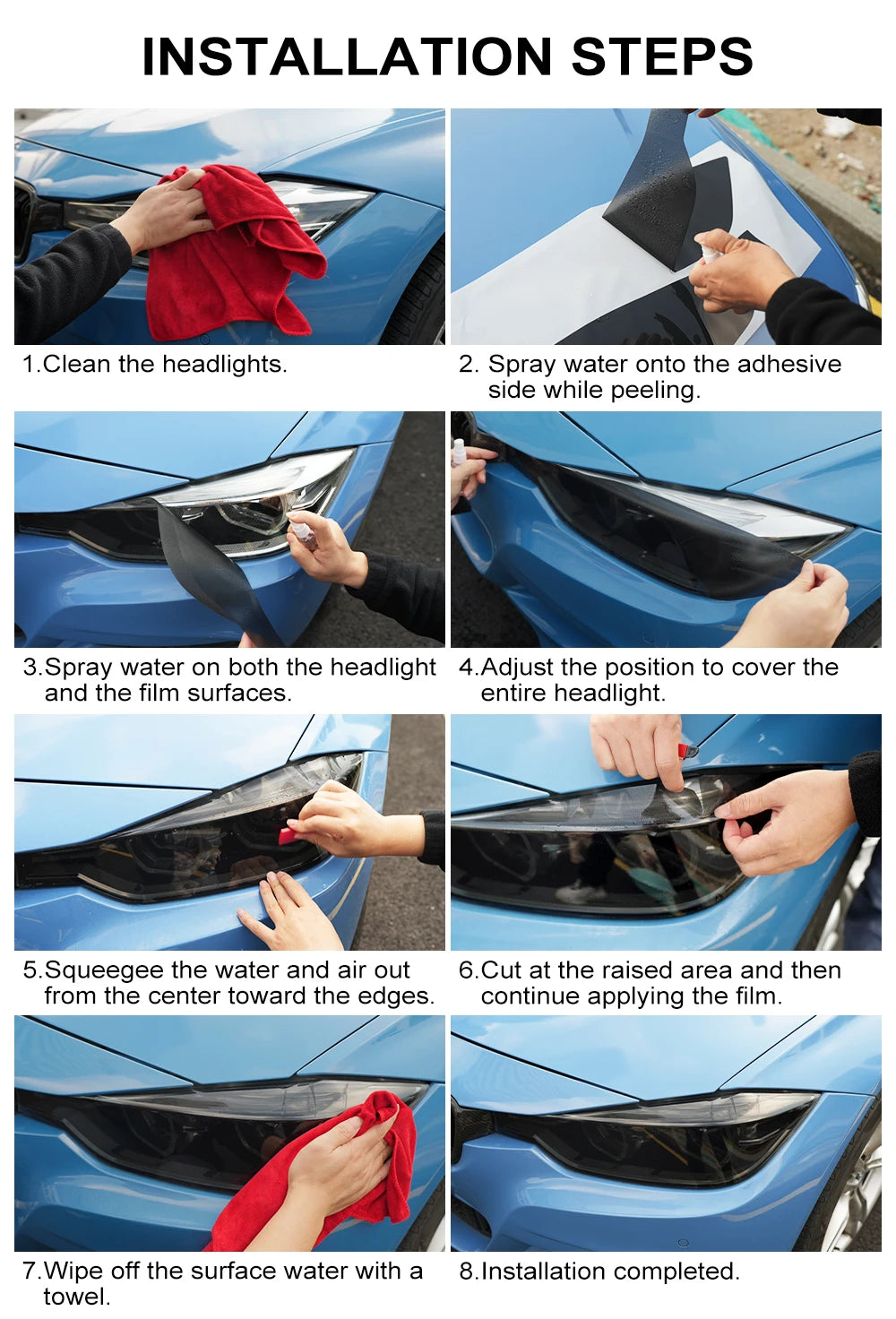Car Headlight Protective Film For Toyota Camry XV80 XV70 2018-2026 Smoke Black Pre Cut Anti-Scratch High-Gloss Vinyl Wrap Film