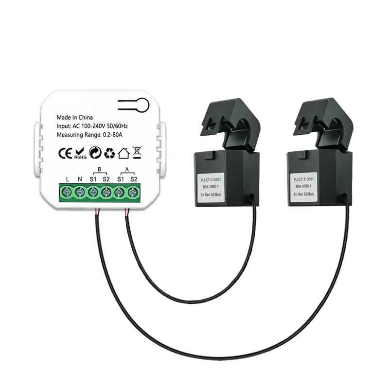 Tuya tvåvägs WiFi energimätare med klämval