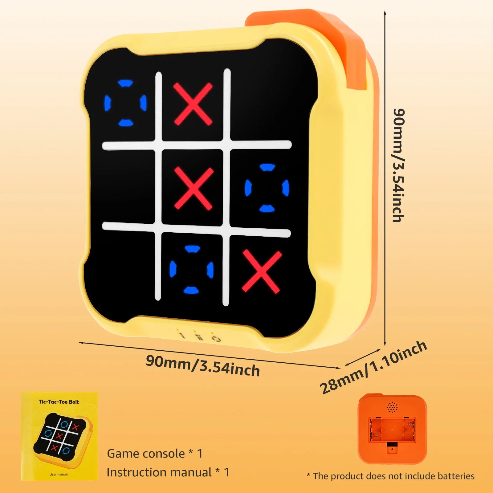 Elektroniskt handhållet Tic-Tac-Toe-spel med 3 inbyggda pussellägen