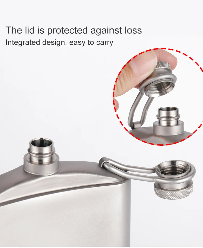 Portable Pure Titanium Hip Flask with Funnel, 200ml/260ml