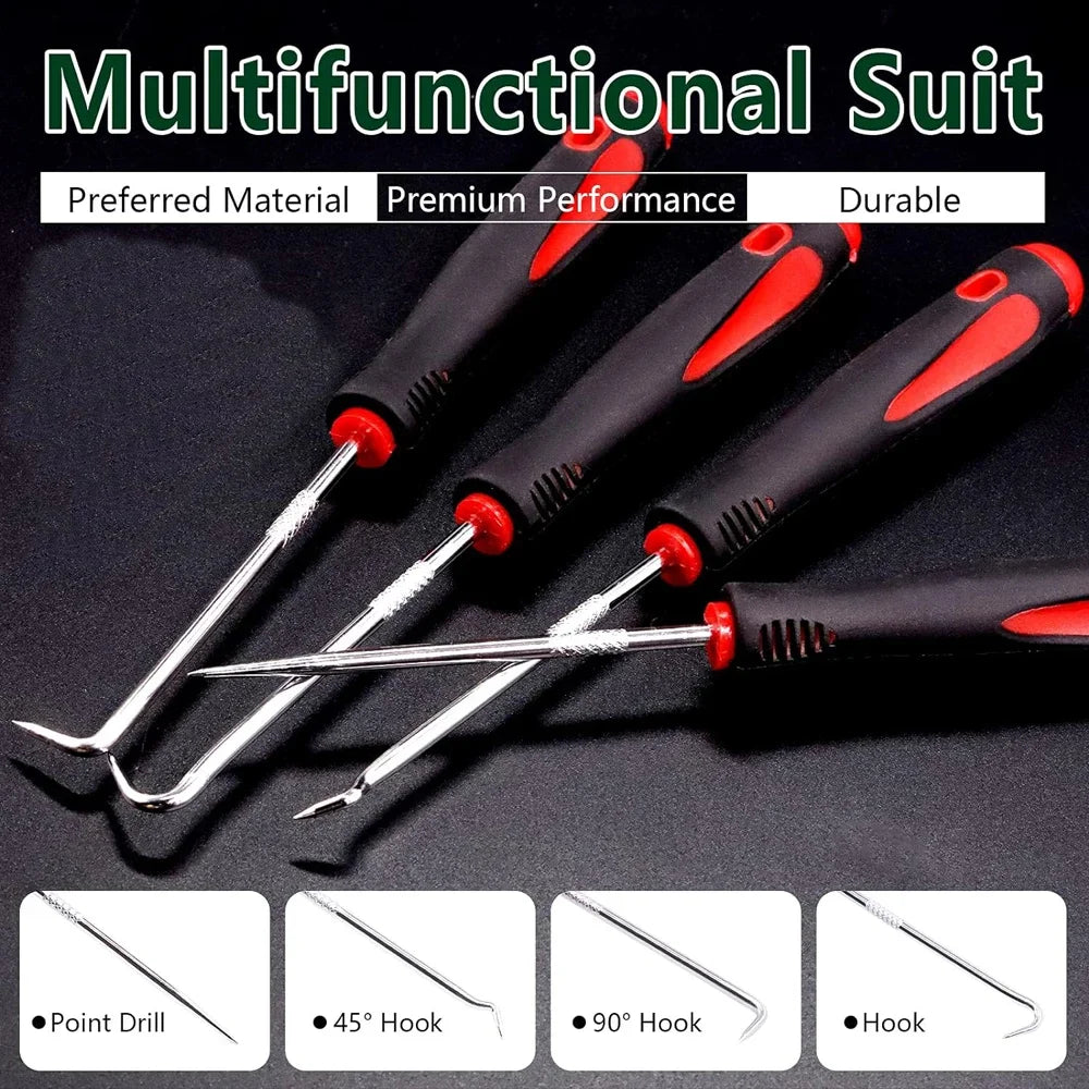 Ensemble de tournevis d’huile automobile avec joint torique O-Ring Joint d’étanchéité Garniture Tire-Pull Prise crochets outils Étanchéité Outils de réparation 16 cm 4 pcs