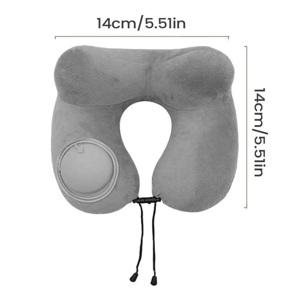 Almohada de viaje inflable en forma de U para el cuello, gris