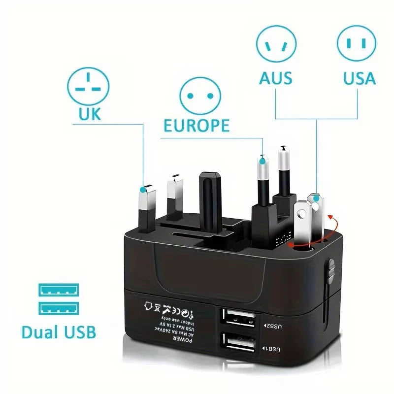 Universal Travel Adapter with Dual USB