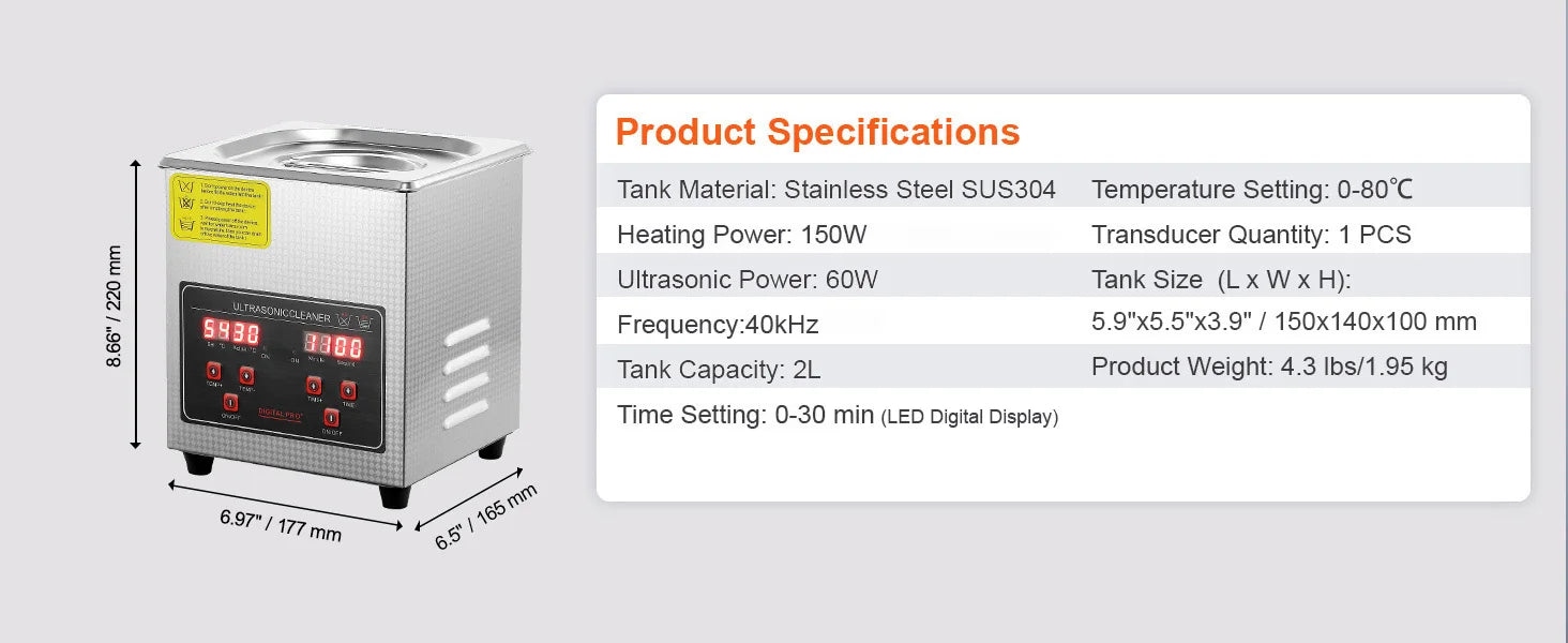 Ultrasonic Cleaner 2L–30L Stainless Steel Deep Cleaning Machine