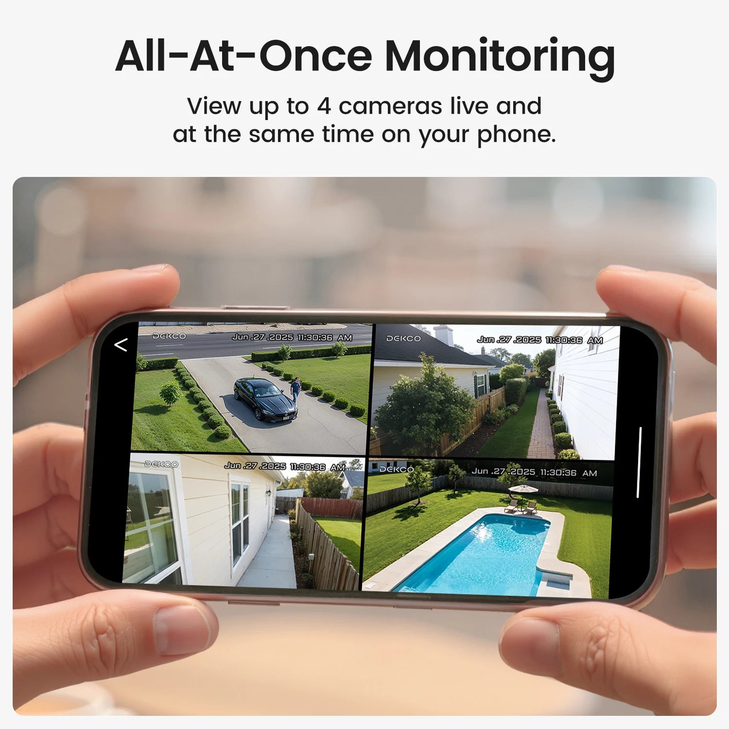 DEKCO 3MP Solar Security Camera System, 4-Camera Kit