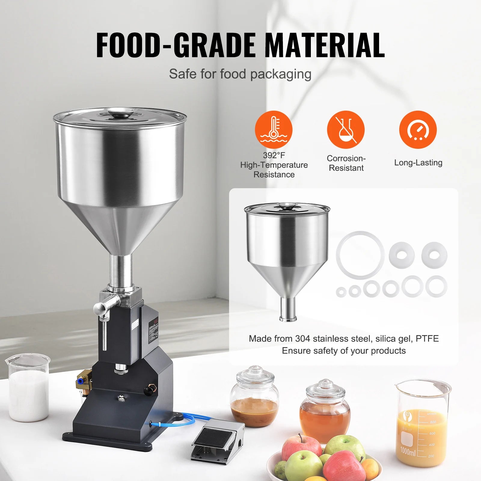Pneumatic Liquid Filling Machine 5–50ml with Pedal Control