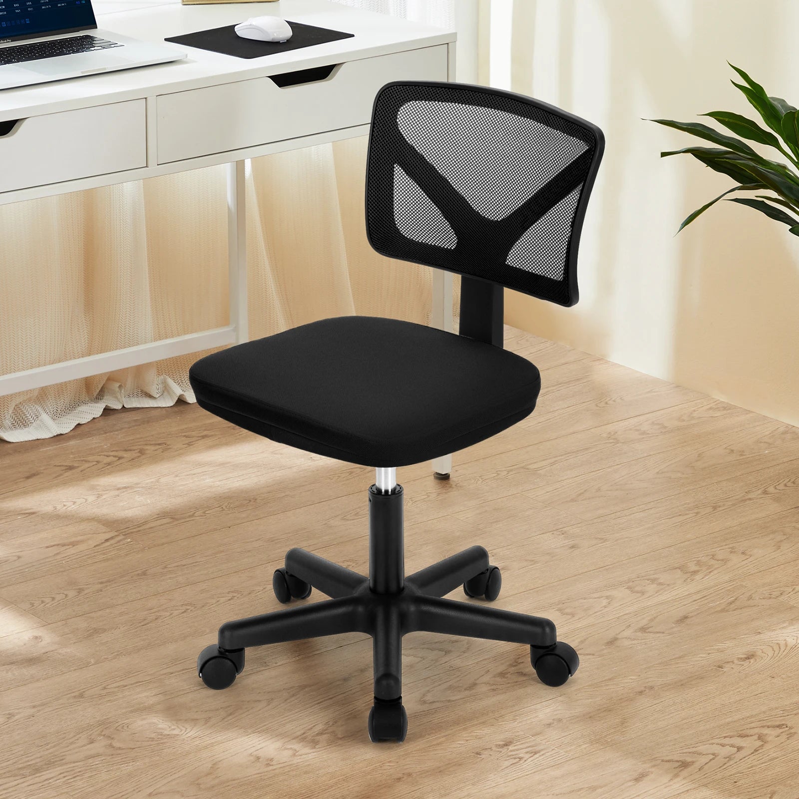 Mesh Armless Office Chair with Lumbar Support & Adjustable Height