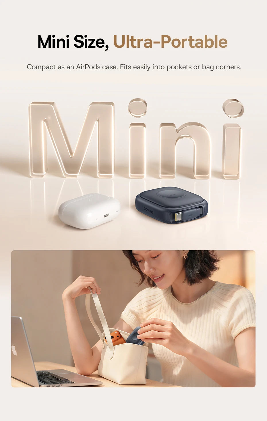 100W Retractable USB-C Fast Charging Cable with Magnetic Design