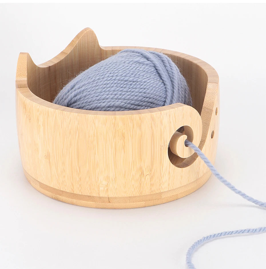 Wooden Cat-Ear Yarn Bowl