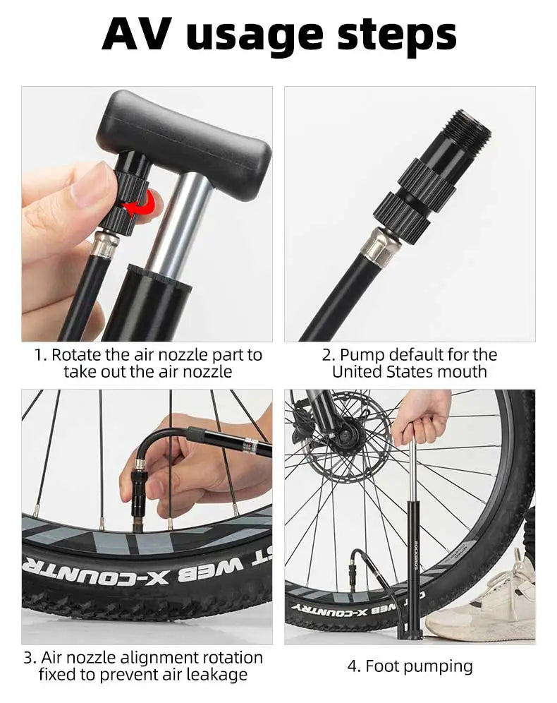 Přenosná pumpa na kolo 120 PSI s manometrem pro ventily Presta & Schrader