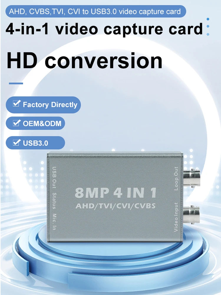 Adaptador de captura de vídeo AHD/TVI/CVI/CVBS para USB