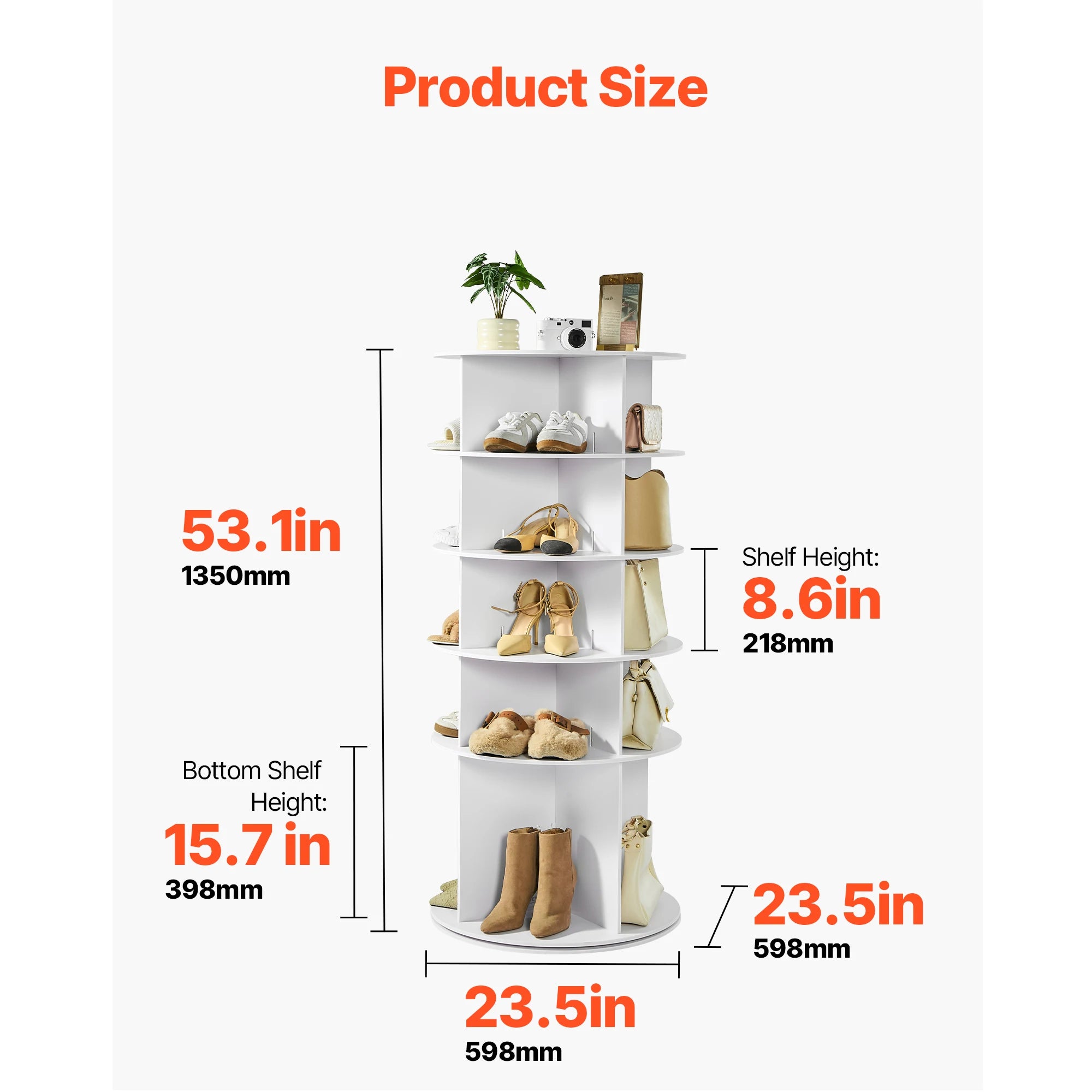 SucceBuy 360° Rotating Shoe Rack Tower Revolving Storage Round Carousel Display Freestanding Display for Bedroom Entryway Closet